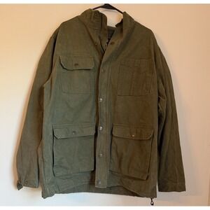 Gravel Gear Insulated Military Green MensCanvas Utility Jacket Sz Large Full Zip